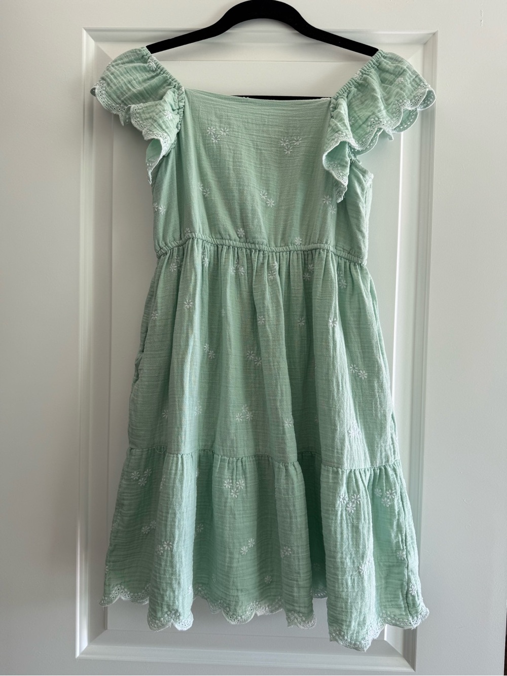Cat & Jack Mint Green Ruffle Sleeve Cotton Dress